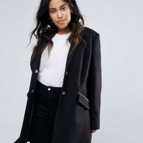Asos Slim Boyfriend Coat with Zip Pocket - Picture 1 of 2